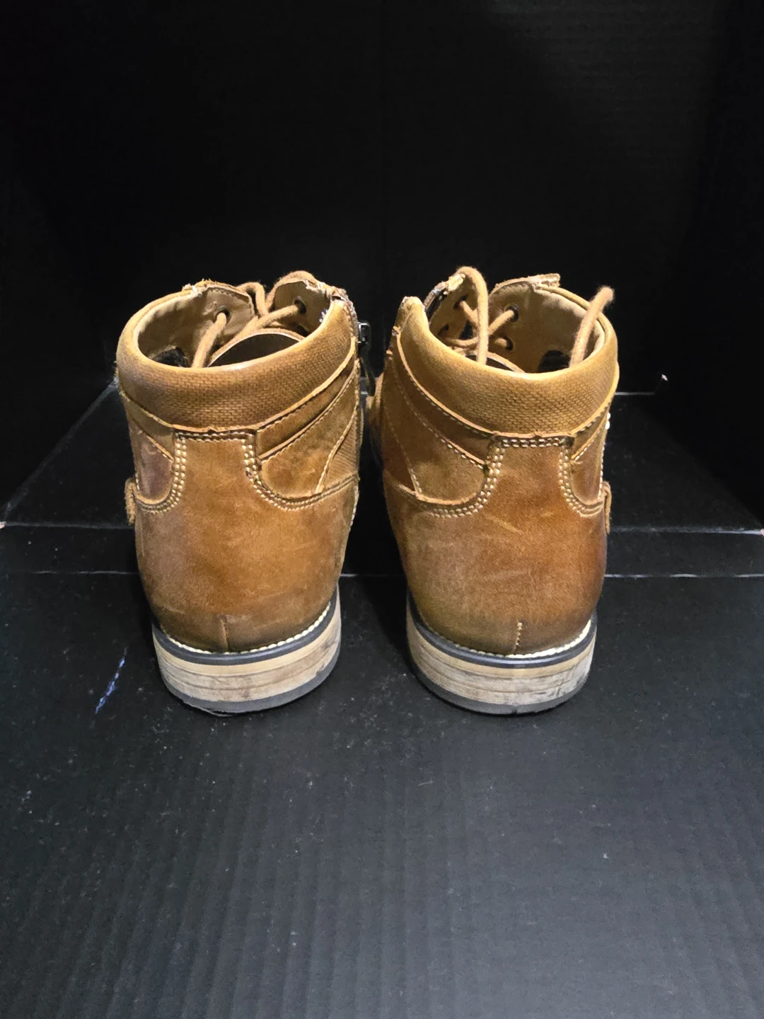 Tan Lace-Up Ankle Boots - photo 2