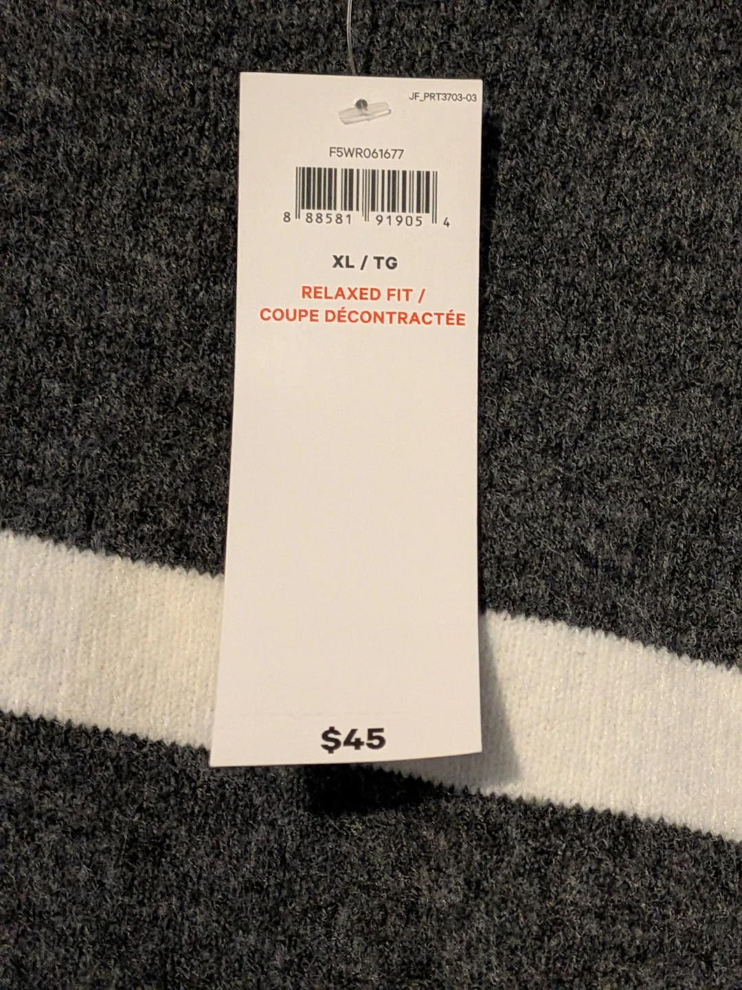 Relaxed Fit Striped Sweater - Grey and White - Size XL - photo 2