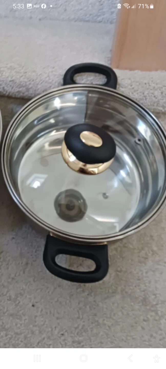 Two Stainless Steel Pots with Glass Lids