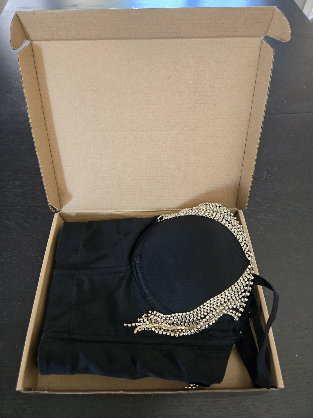 Black Rhinestone Tassel Corset Top - photo 4