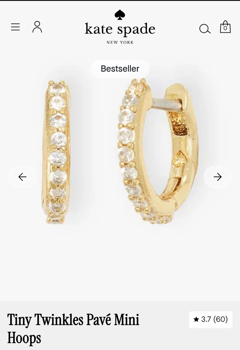 Kate Spade Tiny Twinkles Pavé Mini Hoops - photo 3