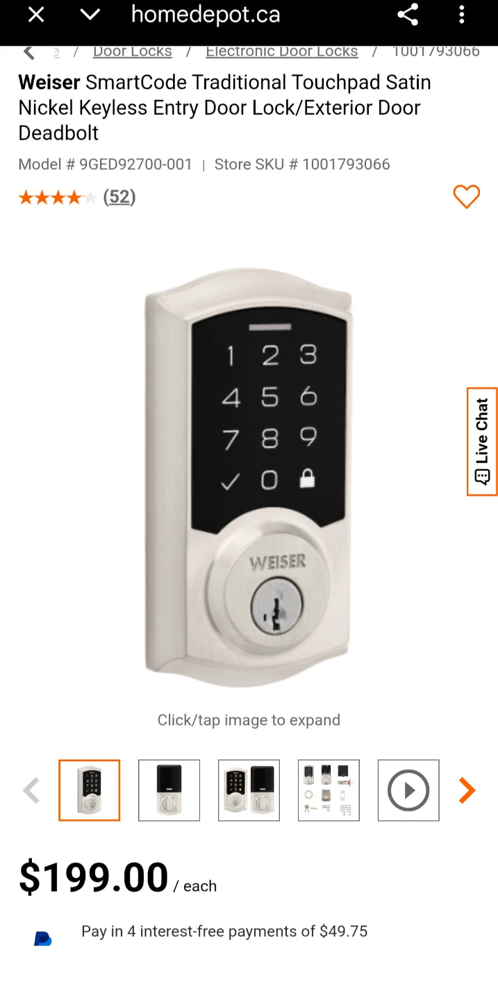 Weiser SmartCode Electronic Deadbolt(Brand New) - photo 3