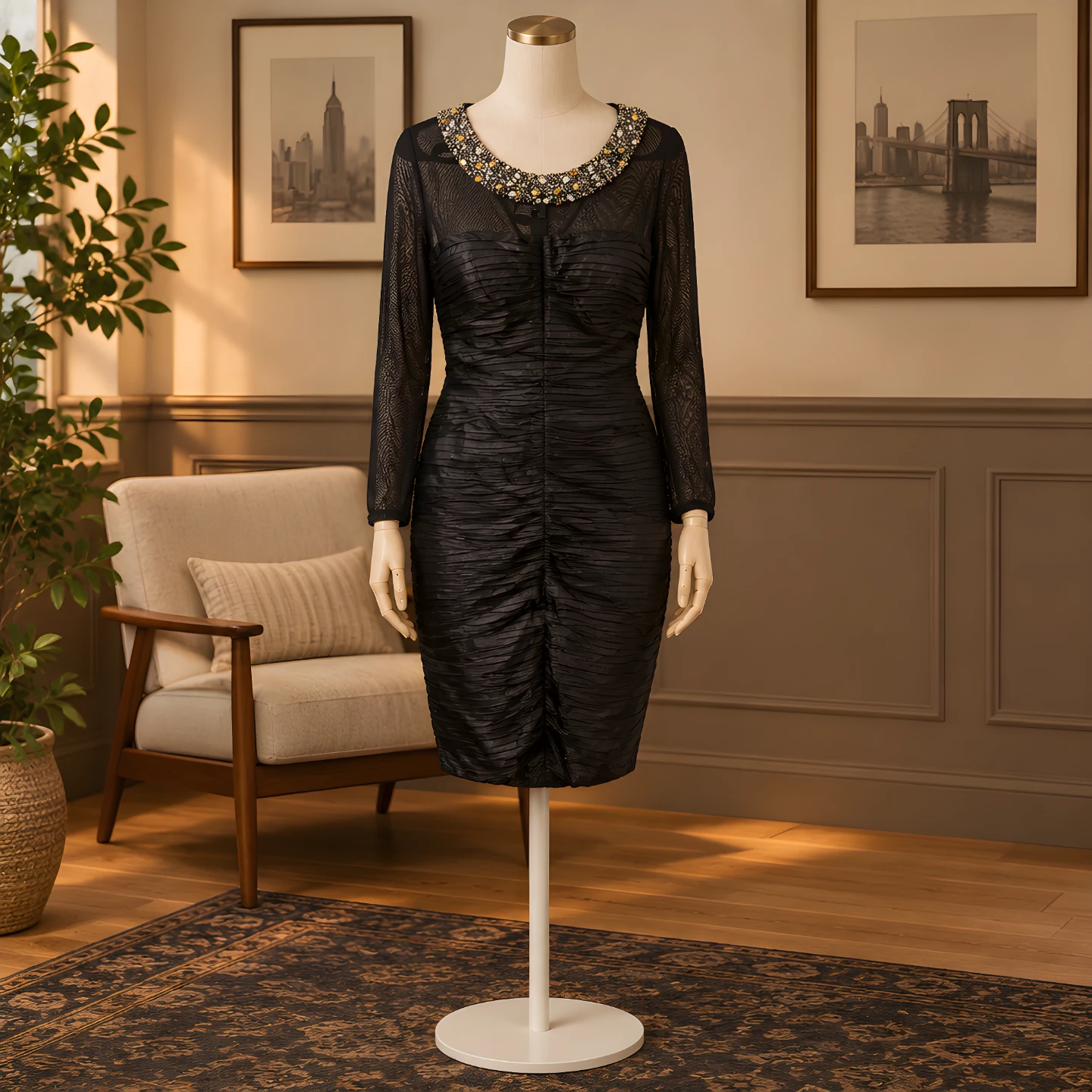 Thereza de Valentin Black Embellished Dress