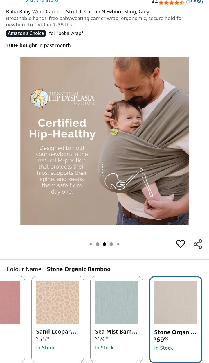 Organic Boba baby wrap used twice