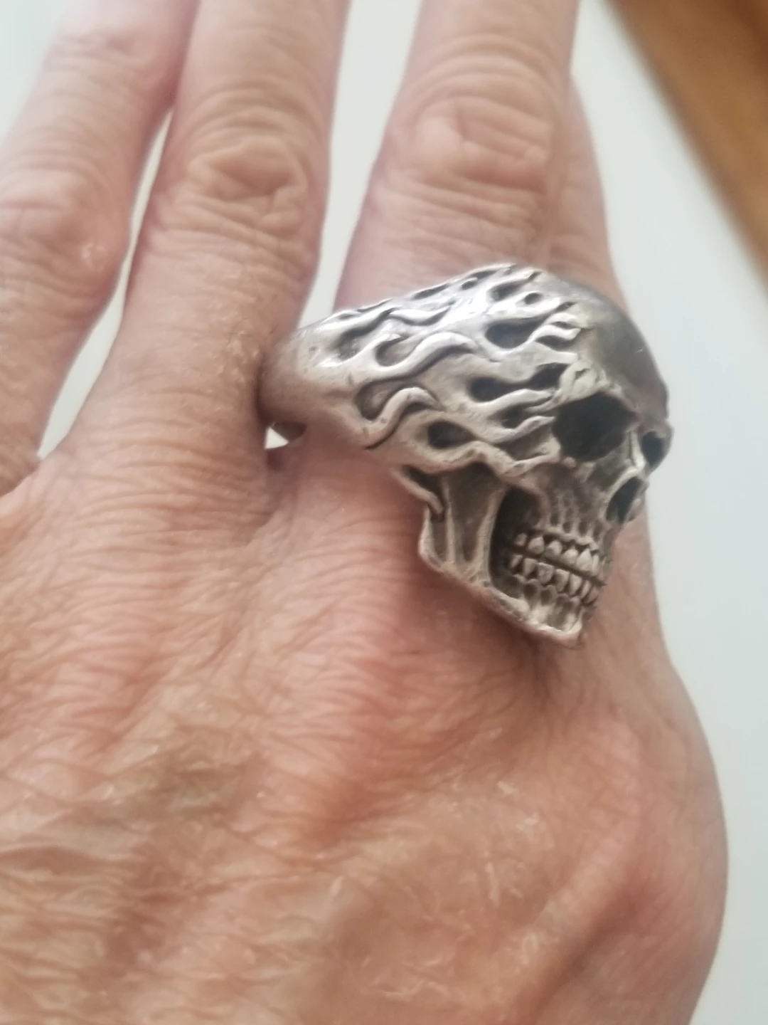 C+C 925 Silver Skull Ring size 11 solid Heavy Rain weighs 58G - photo 3