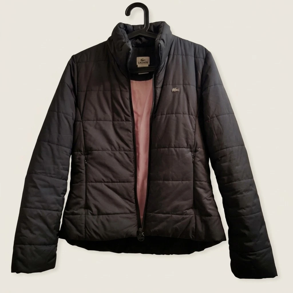 Lacoste Women's Black Lightweight Puffer Jacket Size 38 (Medium)