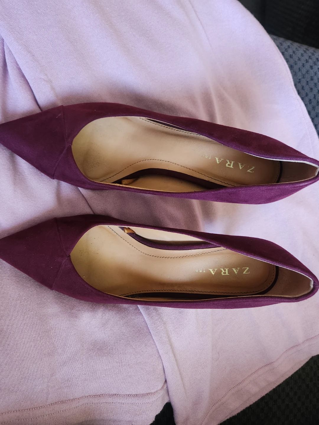 Zara TRF Burgundy Pointed Heels Size 38