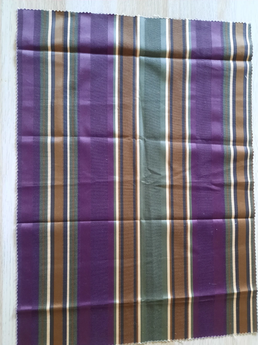 Striped Fabric Remnant Purple Green Brown
