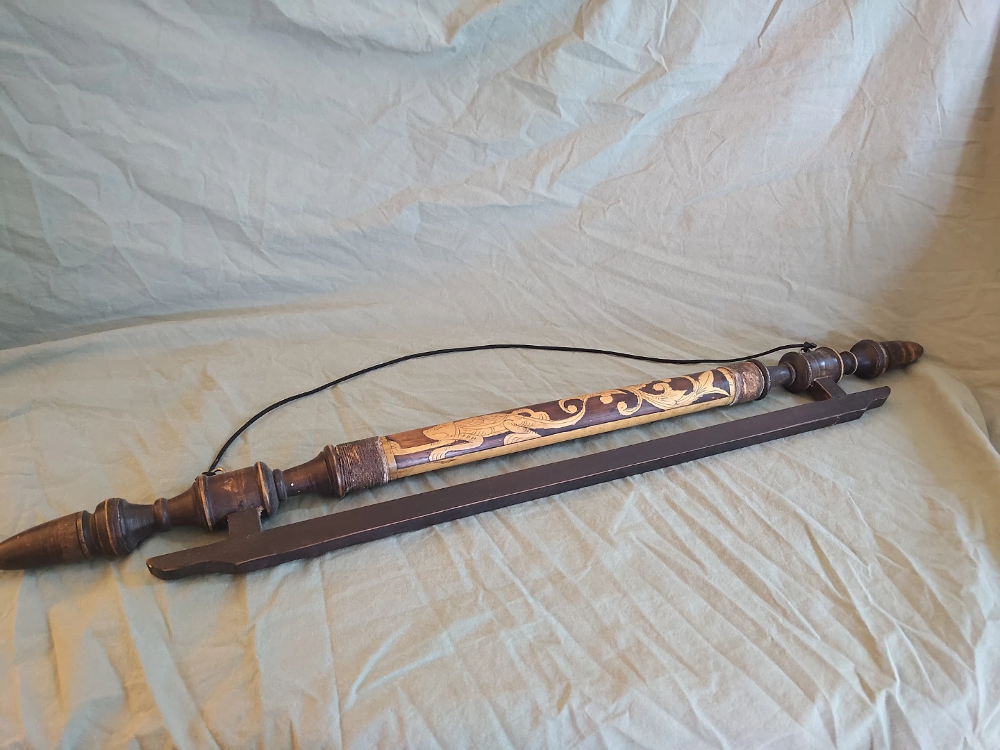 Vintage Hand-Carved Wooden Decorative hanger for tapestry