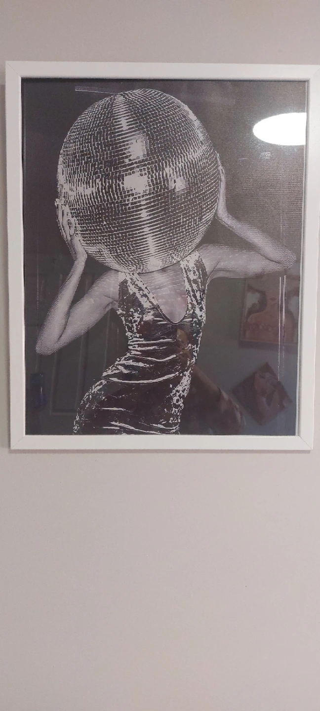 Disco Ball Head Framed Wall Art