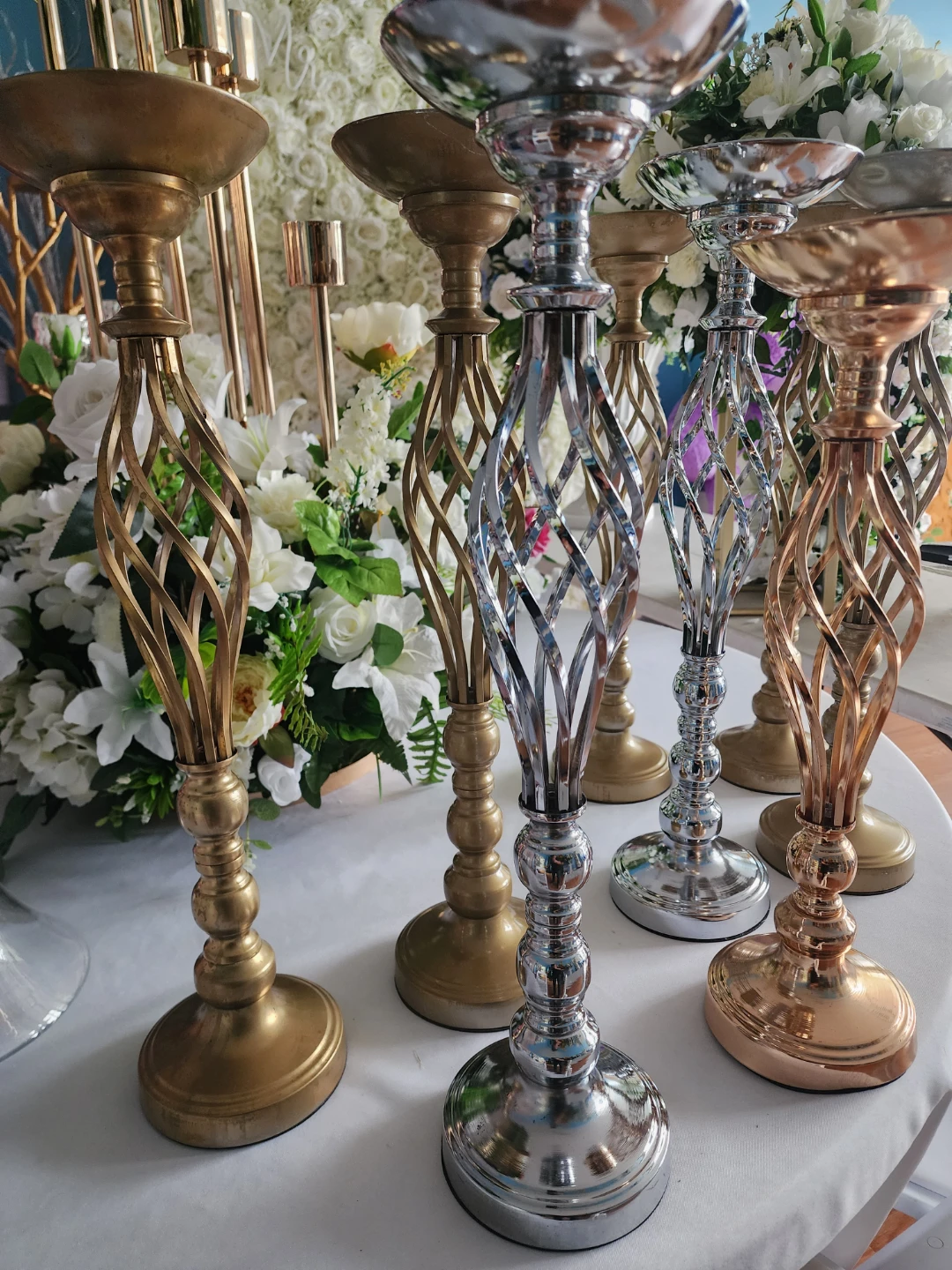 10Metal Pillar Candle Holders - Set of Assorted Colors - photo 3