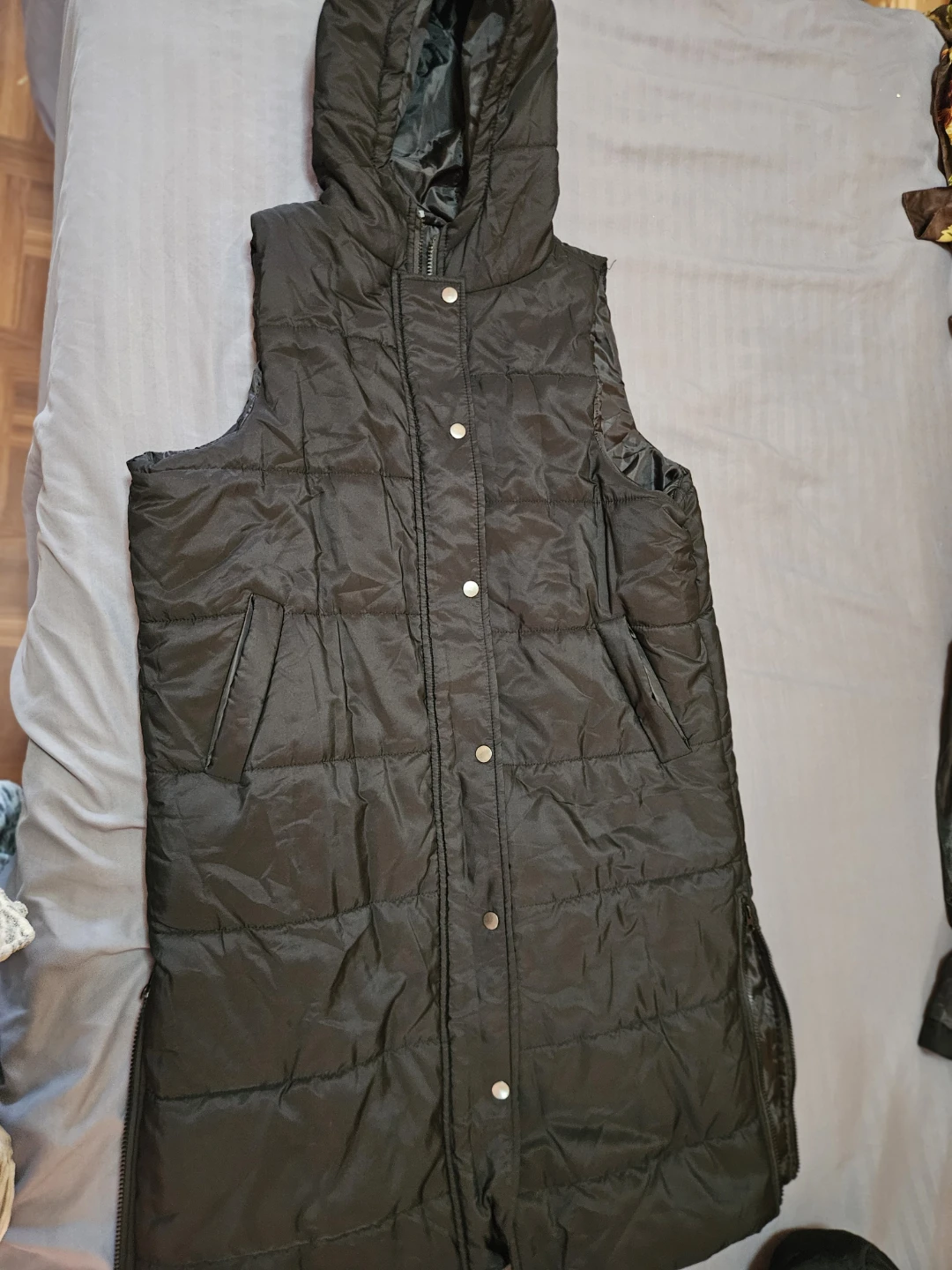 Lands' End Black Down Vest