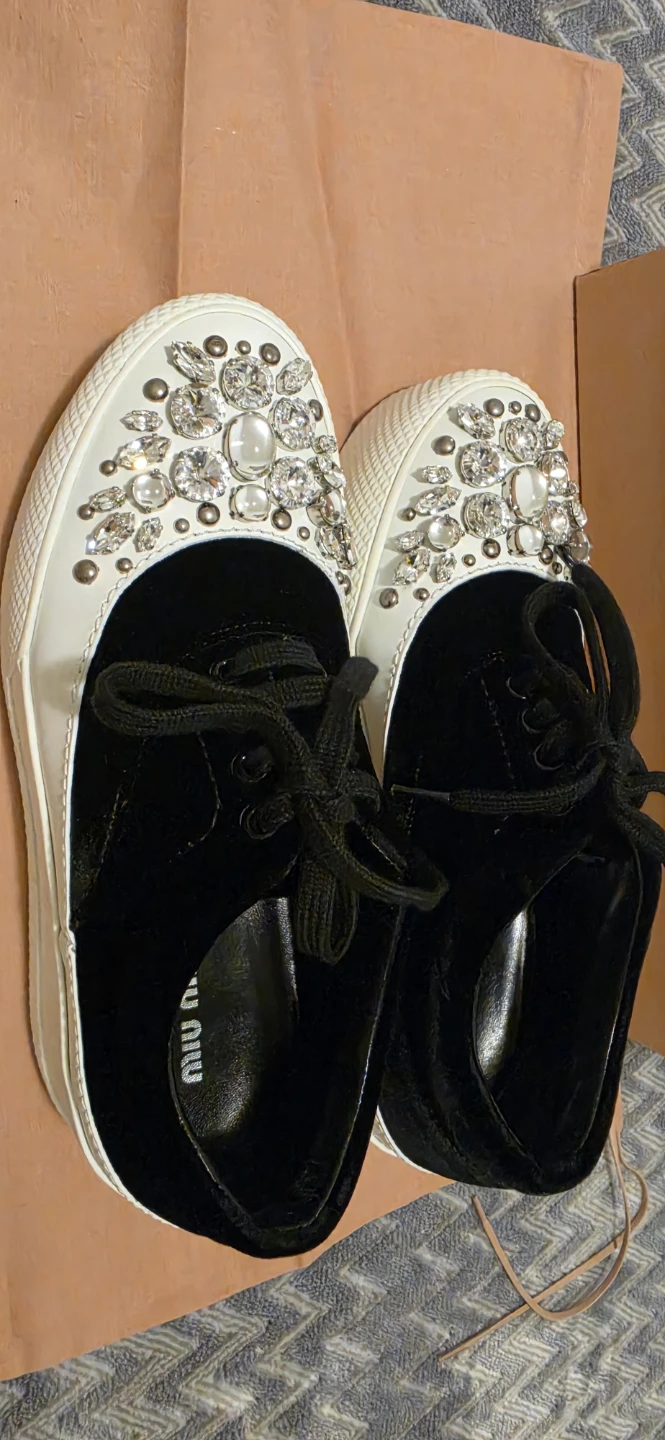 Miu Miu Crystal Embellished Platform Sneakers
