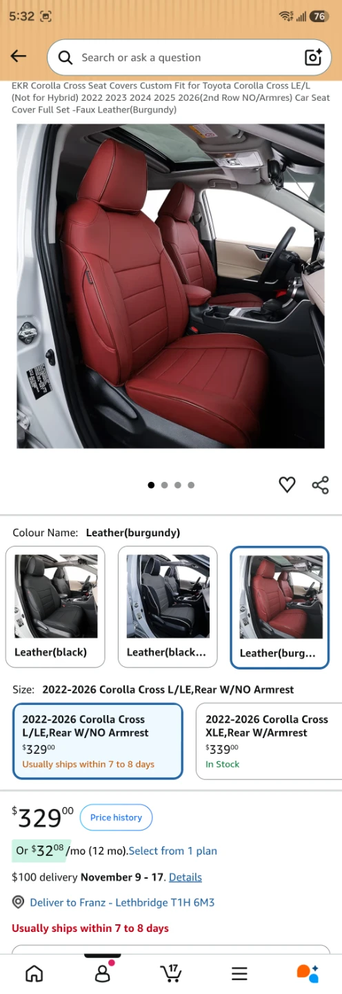 EKR Burgundy Faux Leather Seat Covers for Toyota Corolla Cross - photo 3