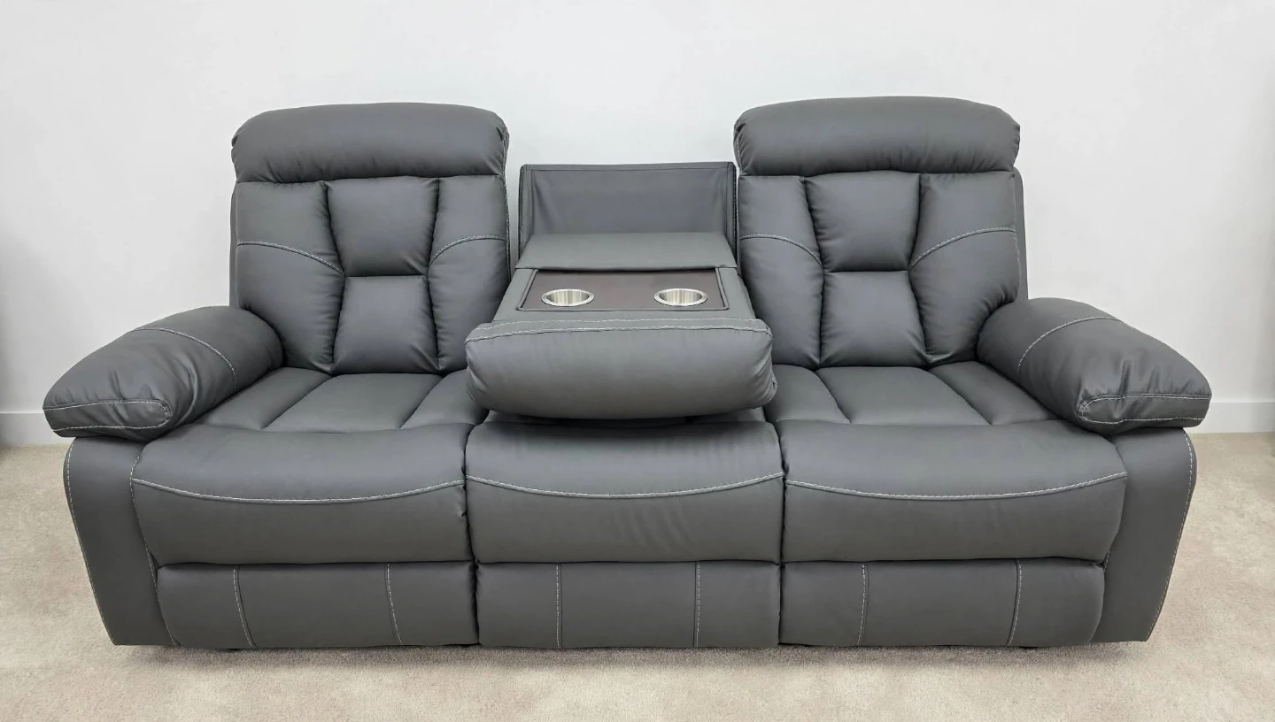 $1750 - 6-Seater Gray Recliner couch sofa  Set  3 pic New - - photo 3