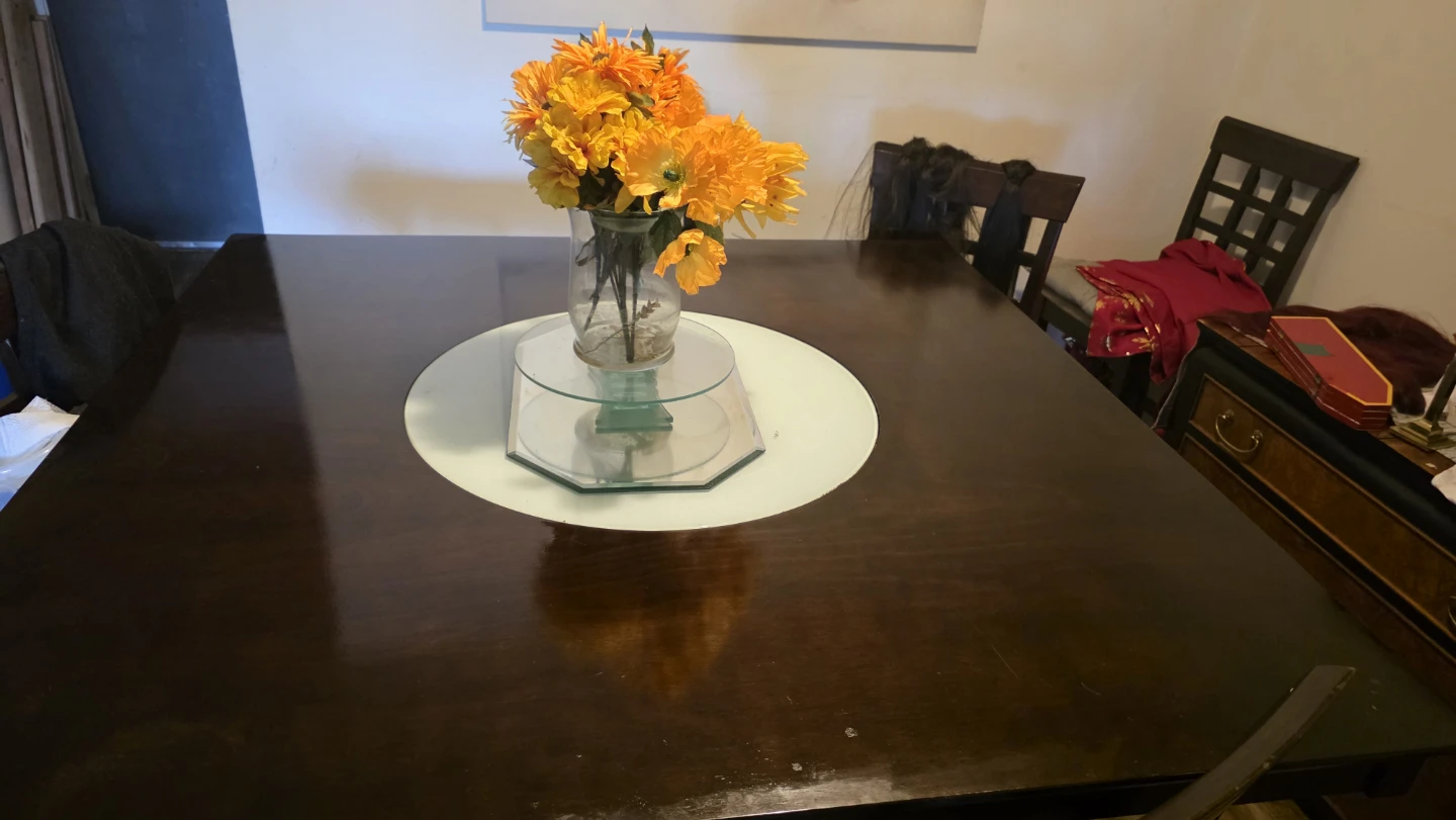 Dark Wood Dining Table with Chair Set - photo 5