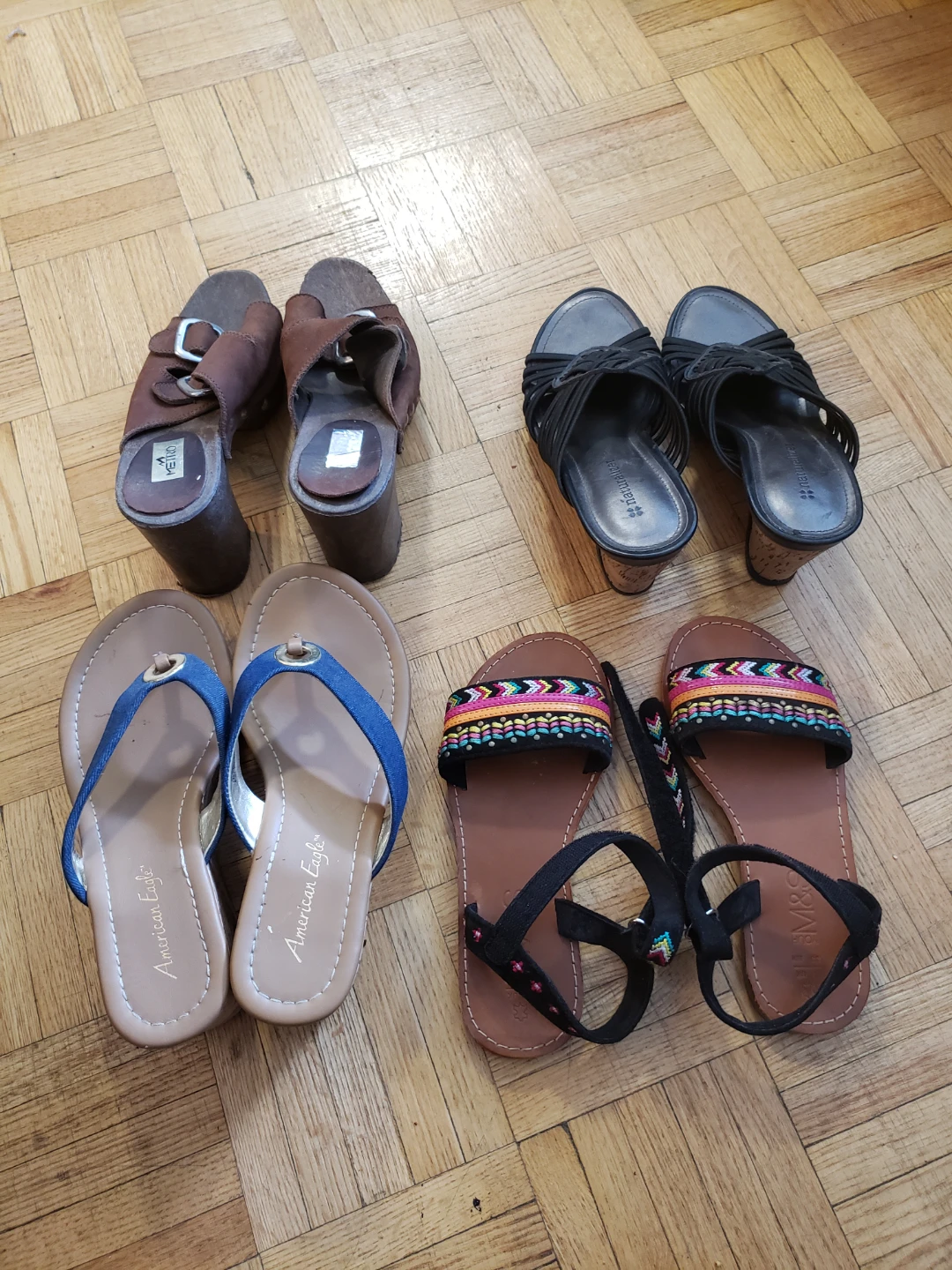 FREE  SIZE 5 .M&S colourful ankle strap sandals