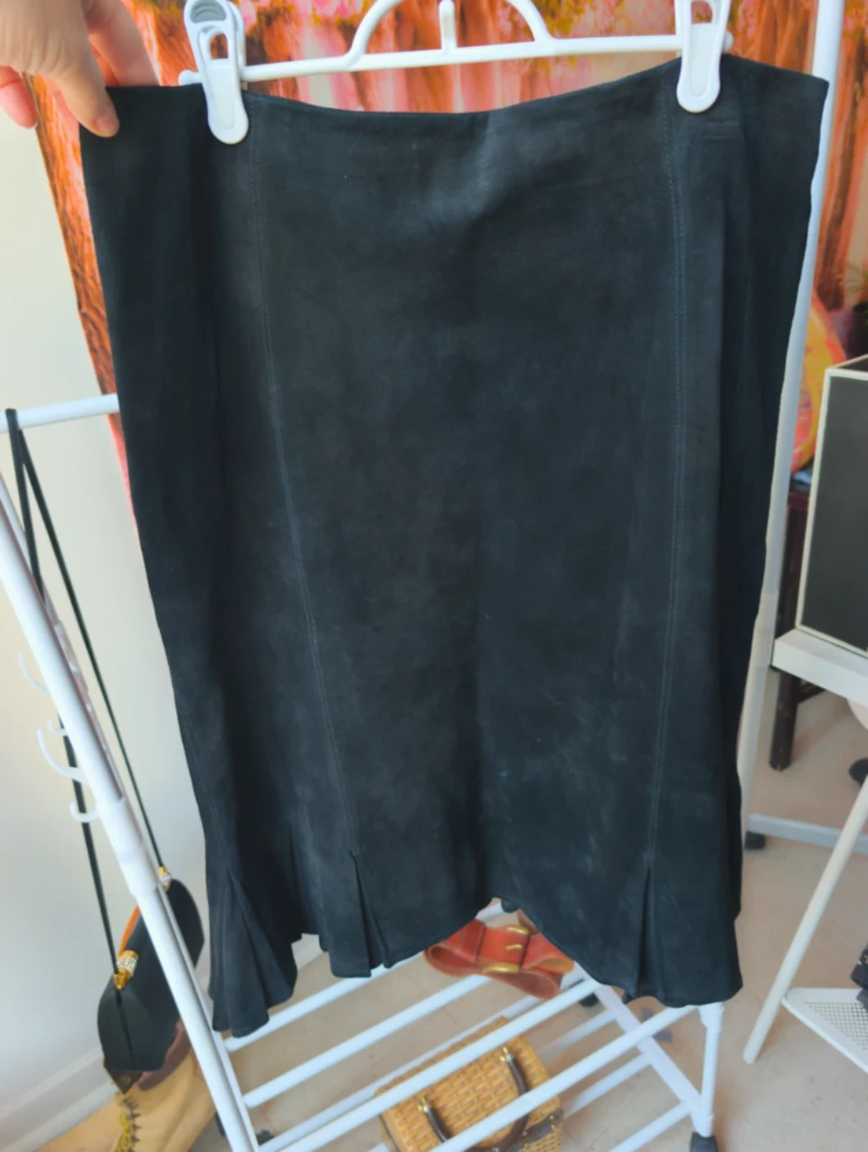 Danier Leather Black Suede Skirt