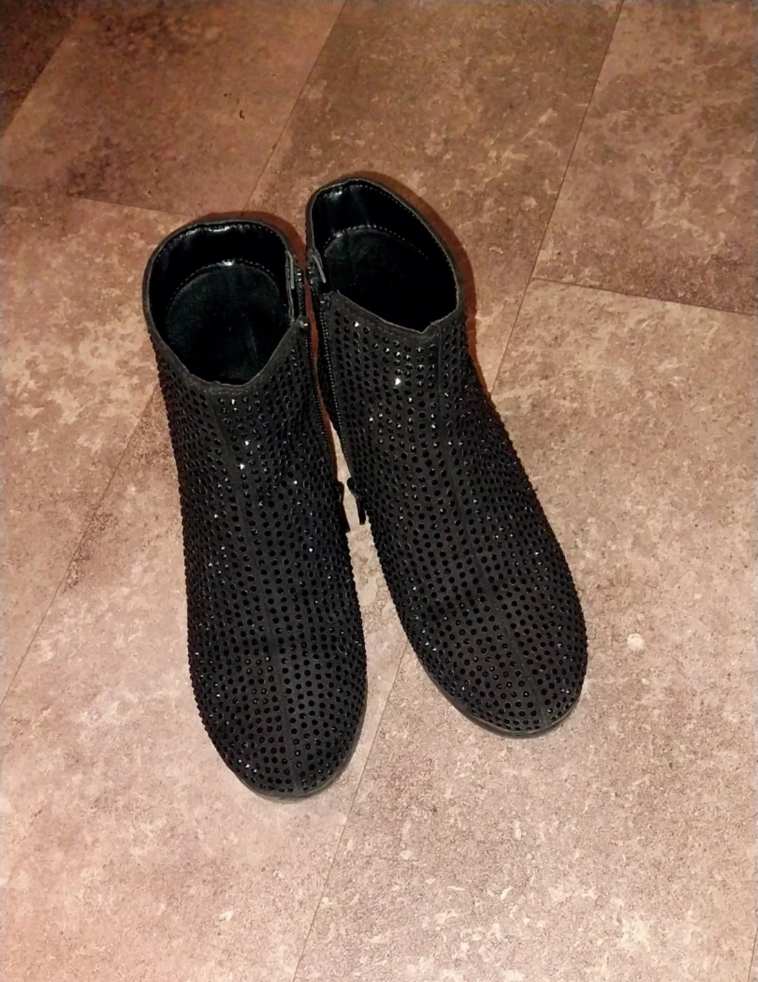 Black Rhinestone Ankle Boots - photo 2