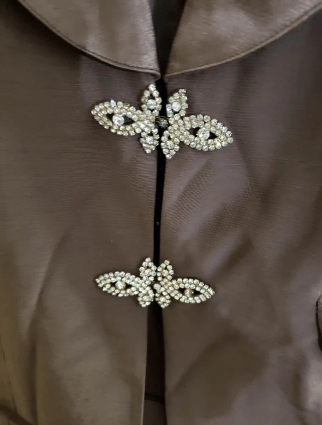 Brown Satin Trouser Suit with Crystal Embellishments - photo 2