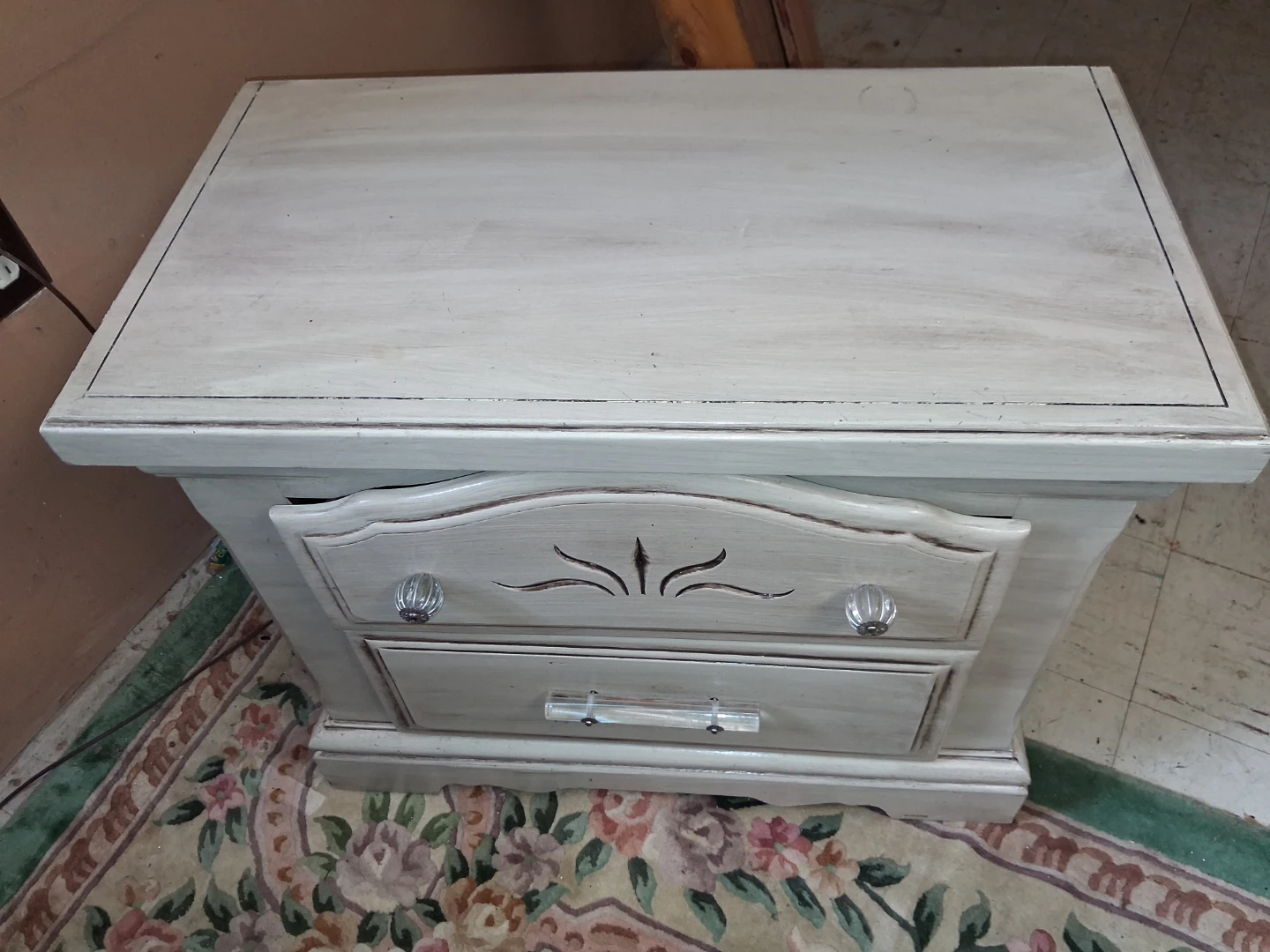 Vintage Style Painted Wood Nightstand
