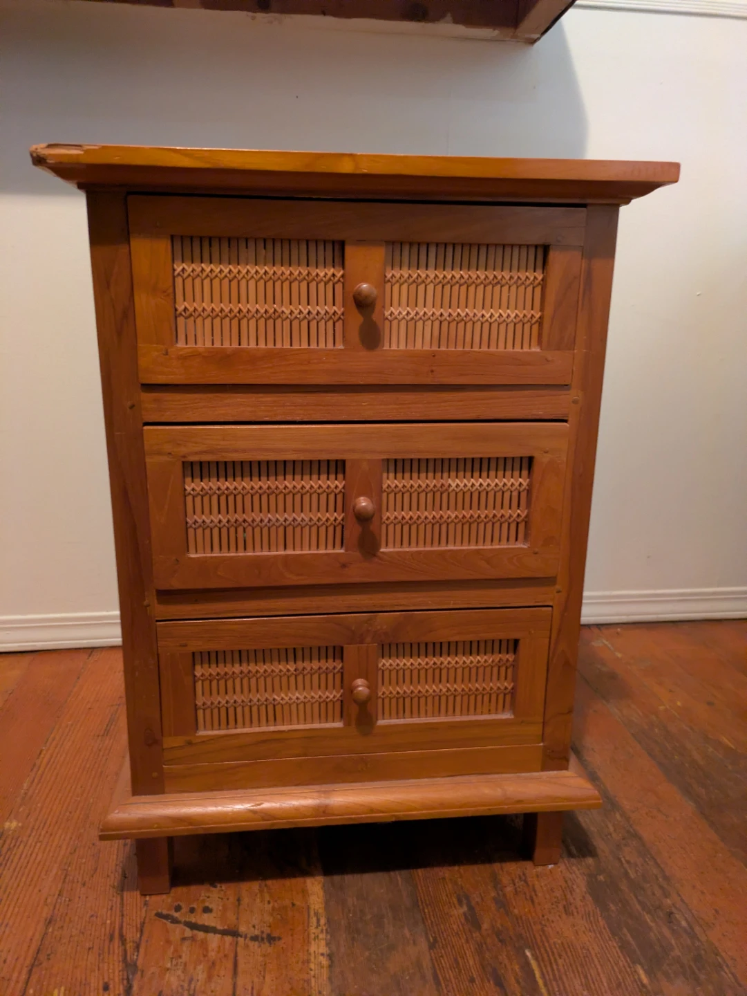 Three-Drawer Wooden Bedside Table