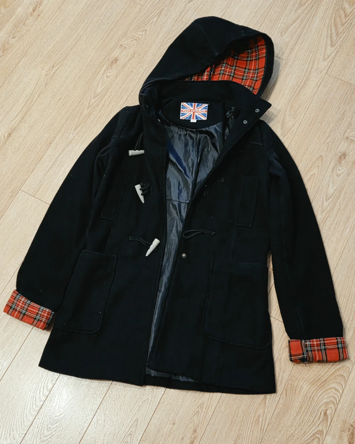 Miss London Black Duffle Coat