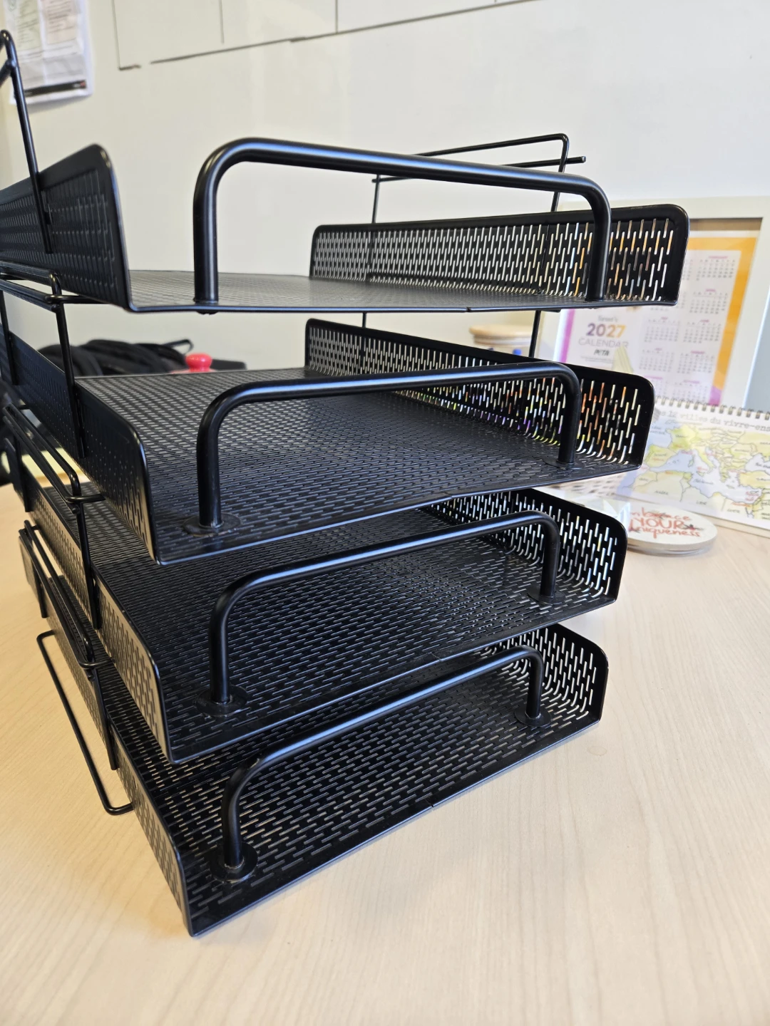 Black Metal 4-Tier Desk Organizer Tray - photo 4