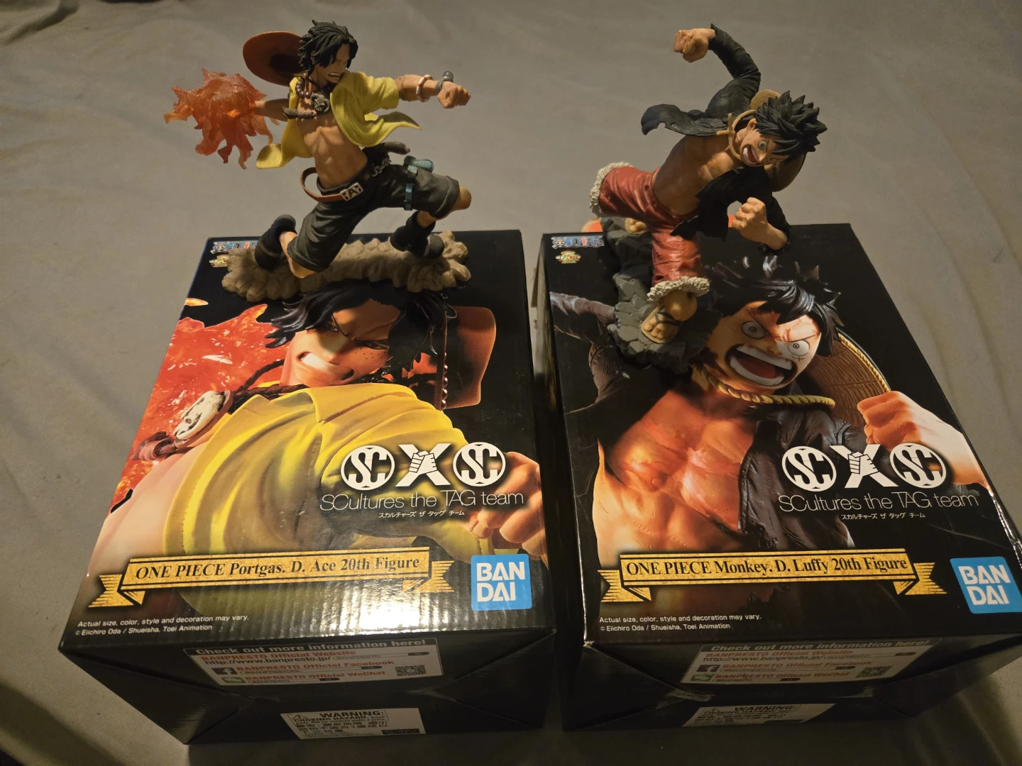 One Piece Bandai SCultures Ace and Luffy Figures