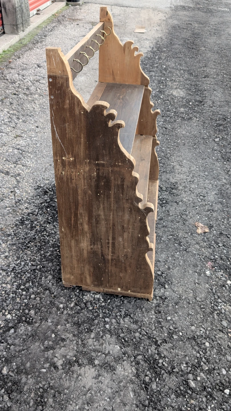 Rustic Wooden Wall Shelf with Hooks - photo 2