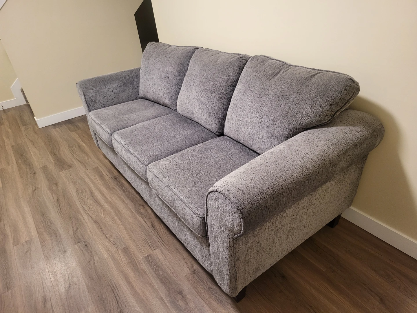 Three-Seater Grey Fabric Sofa