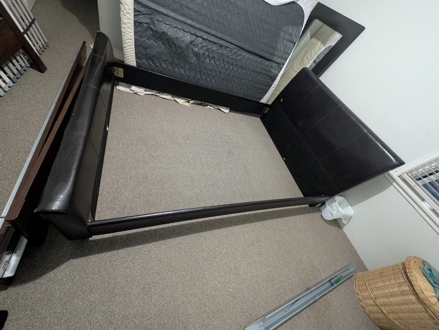 Dark Brown Faux Leather Bed Frame queen/king