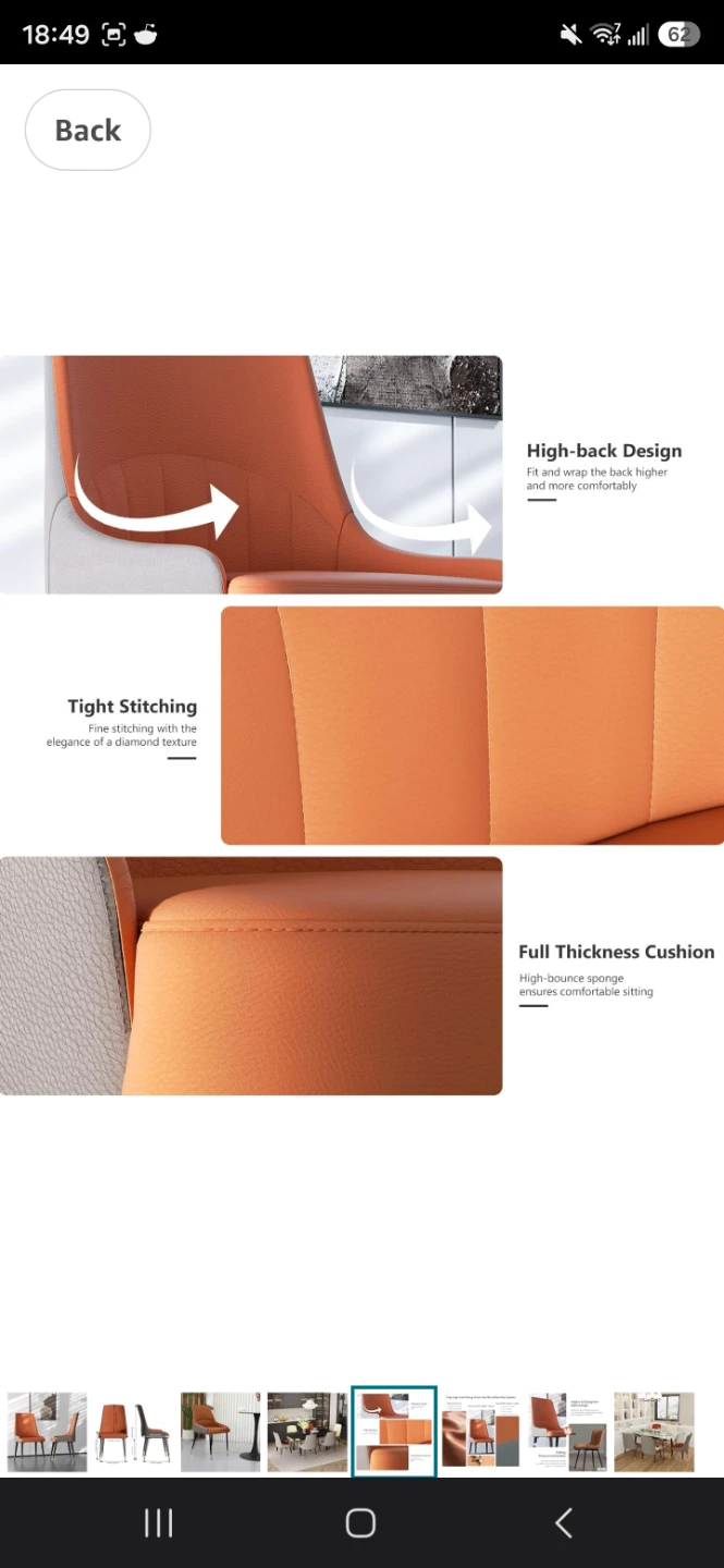 Upholstered Dining Chairs, Set of 2 (Orange/Grey) - Brand New - photo 4