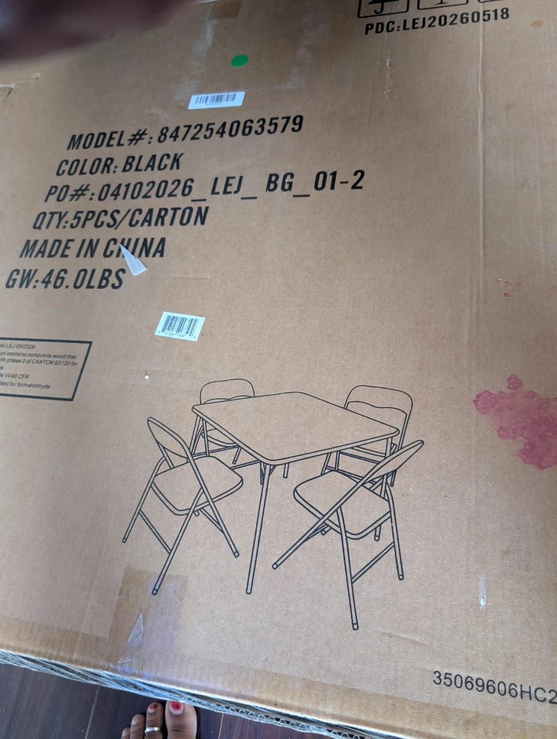 New<>5-Piece Black Folding Table and Chair Set - photo 2