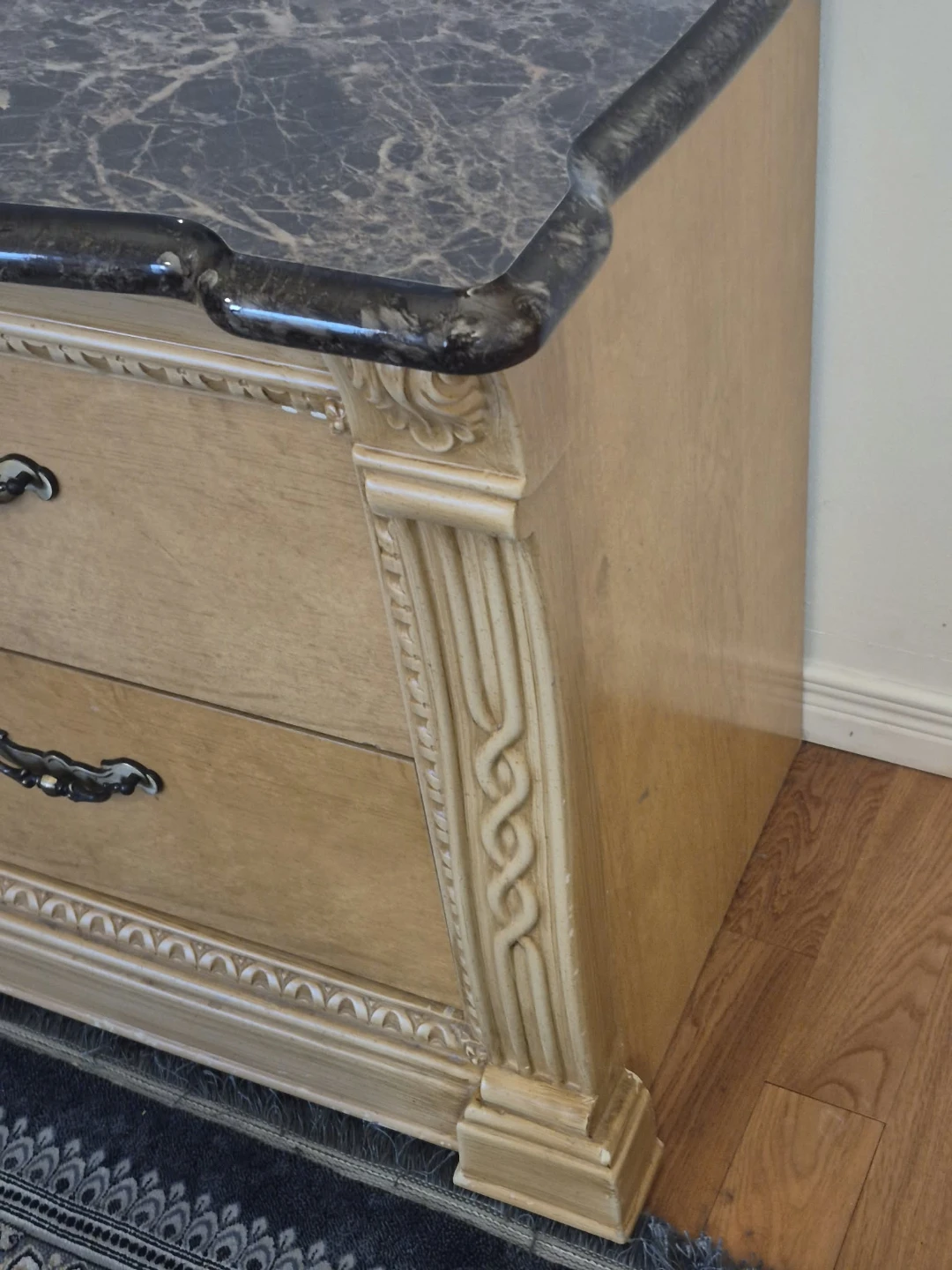 Classic wooden nightstand with two drawers - photo 3