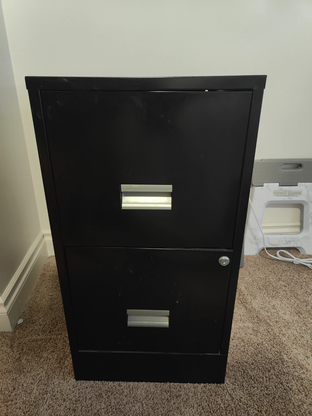 2-Drawer Black Metal Filing Cabinet