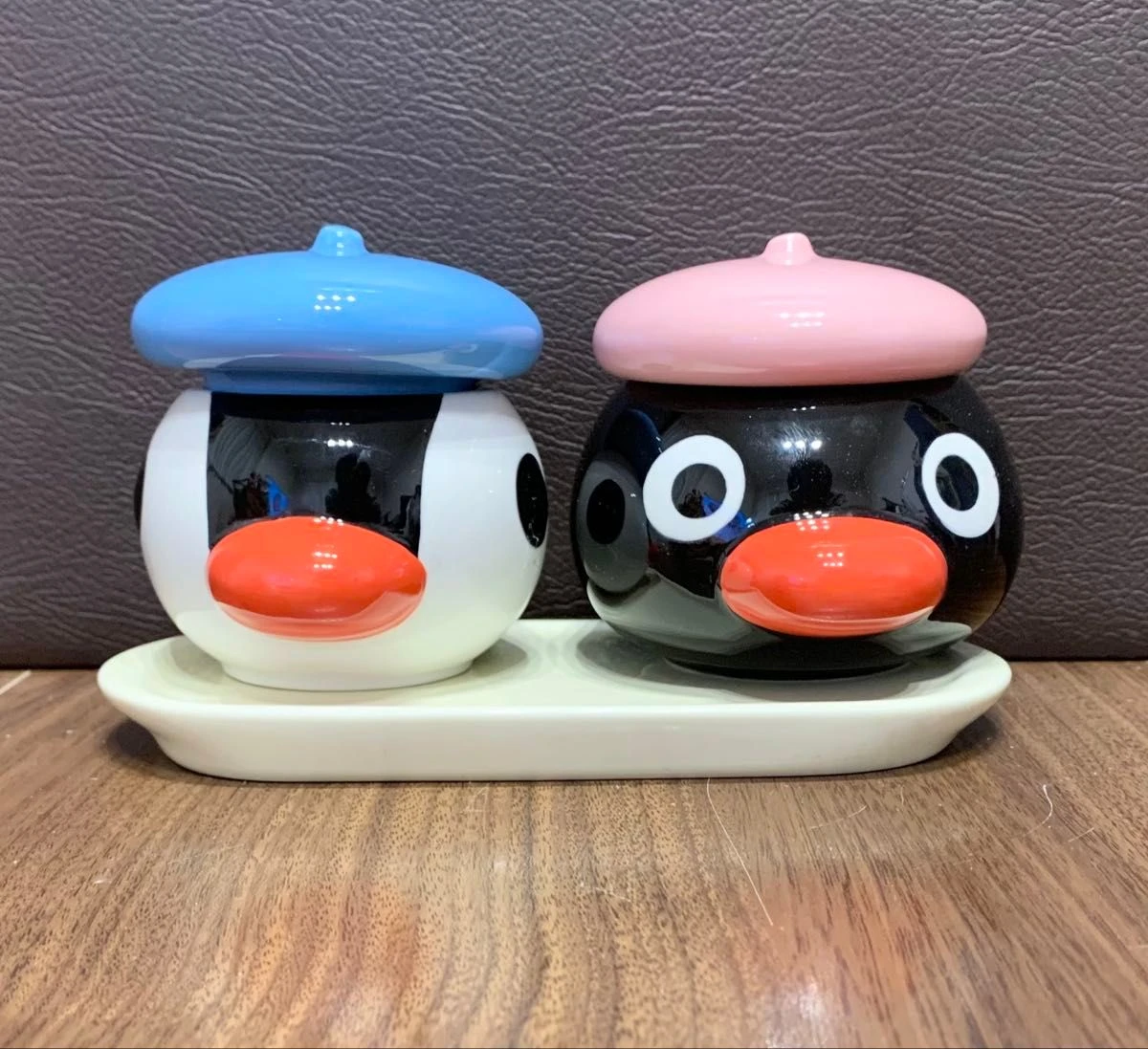 Pingu Ceramic ceramic jar Set with tray 5 pc set new