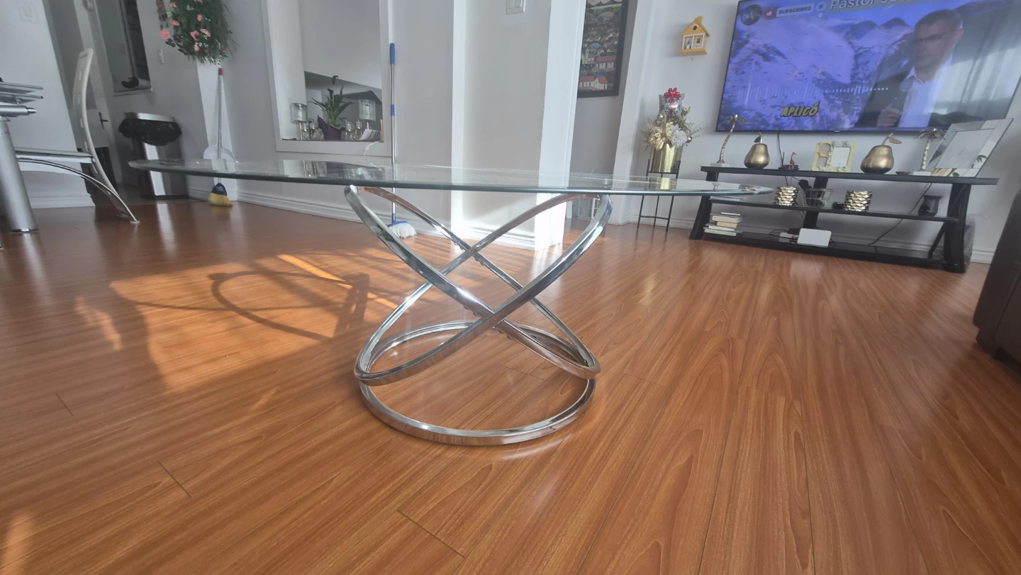 Modern Glass Coffee Table with Chrome Base