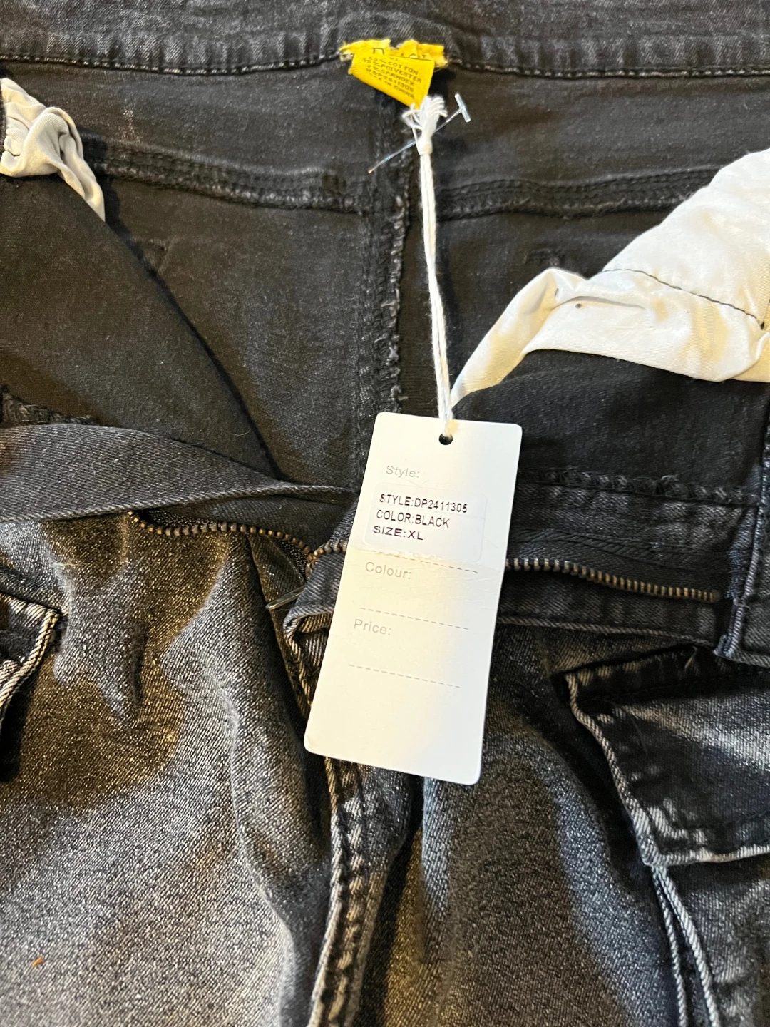 Black Acid Wash Cargo Jeans Size XL - photo 3