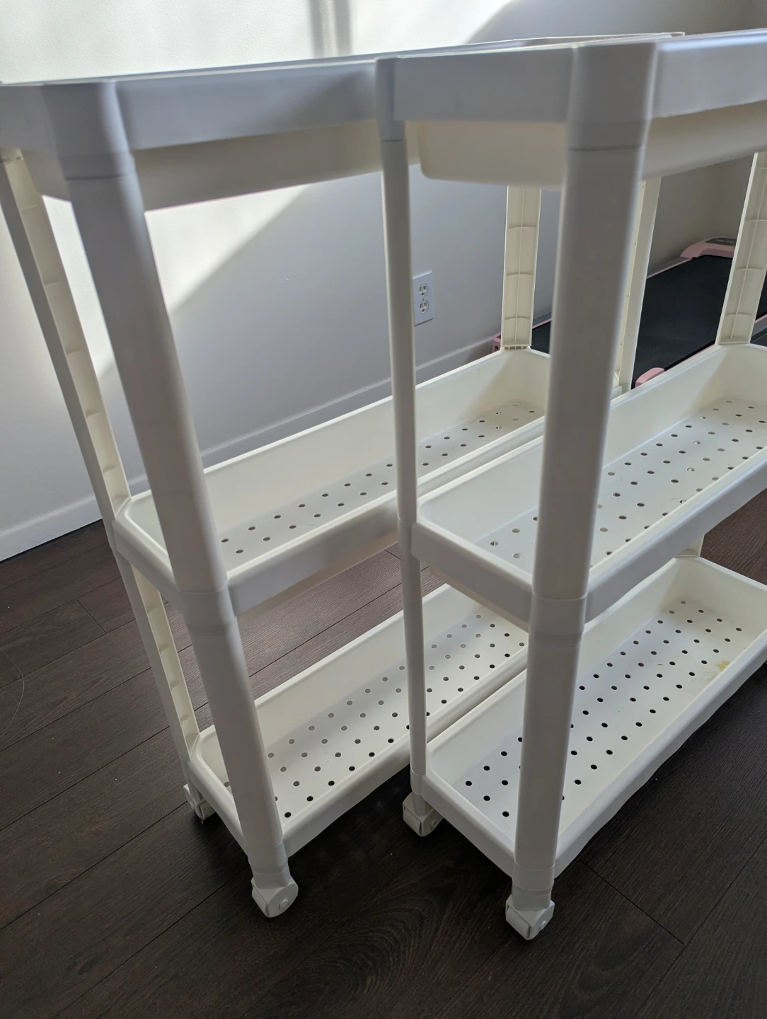Two IKEA White Rolling Slim Storage Carts $20 for both - photo 3