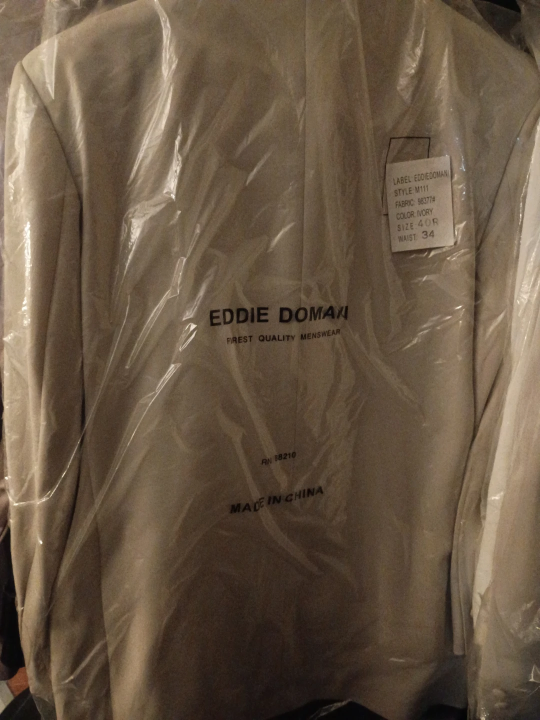 Eddie Domani Ivory Menswear suit