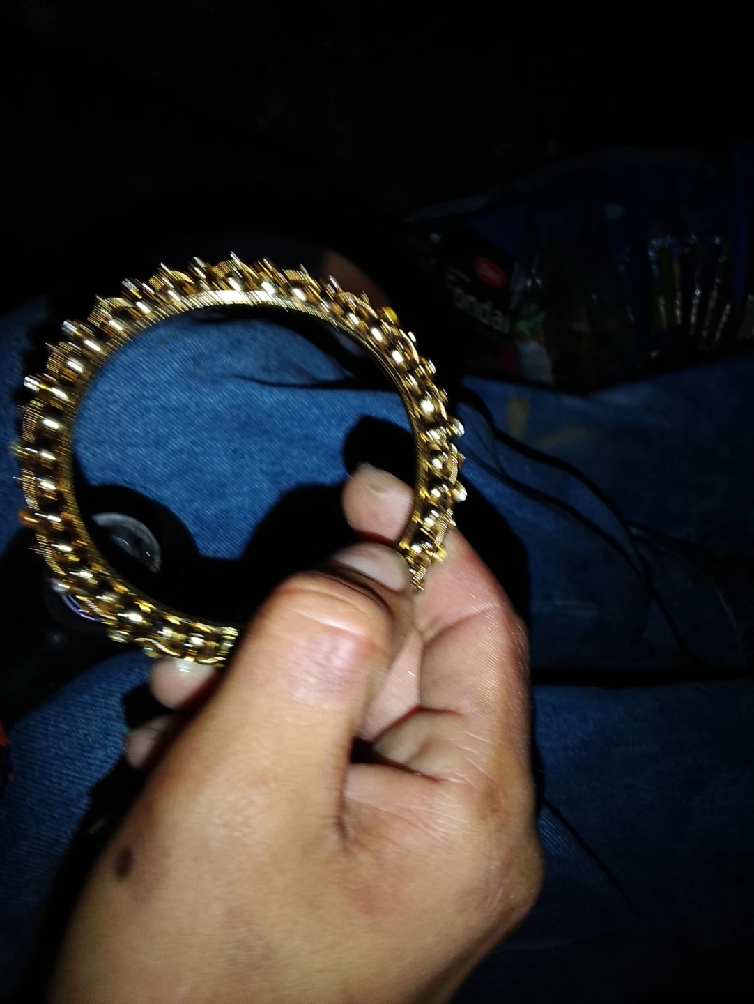 Gold-tone beaded bangle bracelet