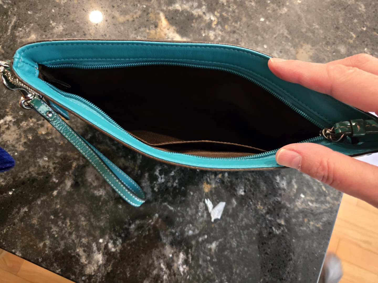 Teal Coach Patent Leather Clutch/Wristlet - photo 5