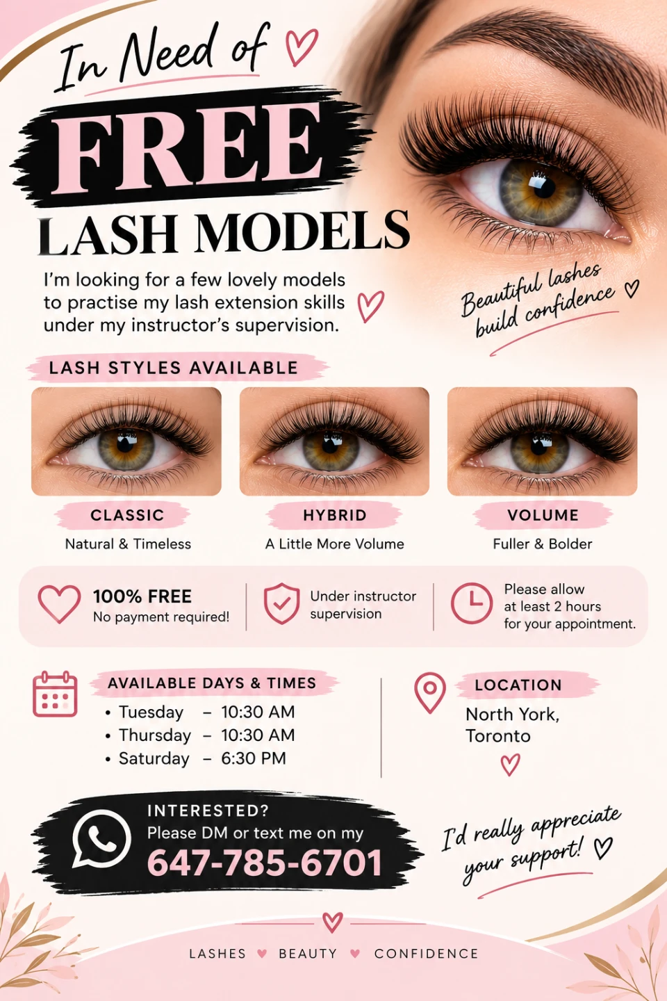FREE LASH MODEL CALL