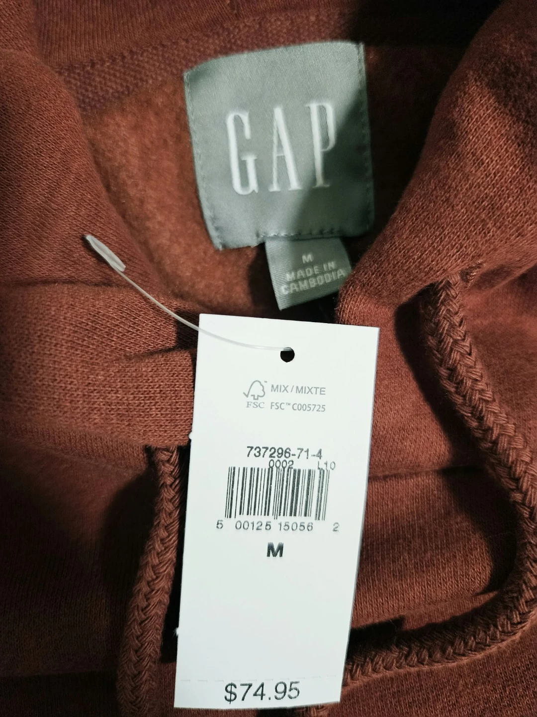 New Gap Hoodie - Rust Red - Size Medium