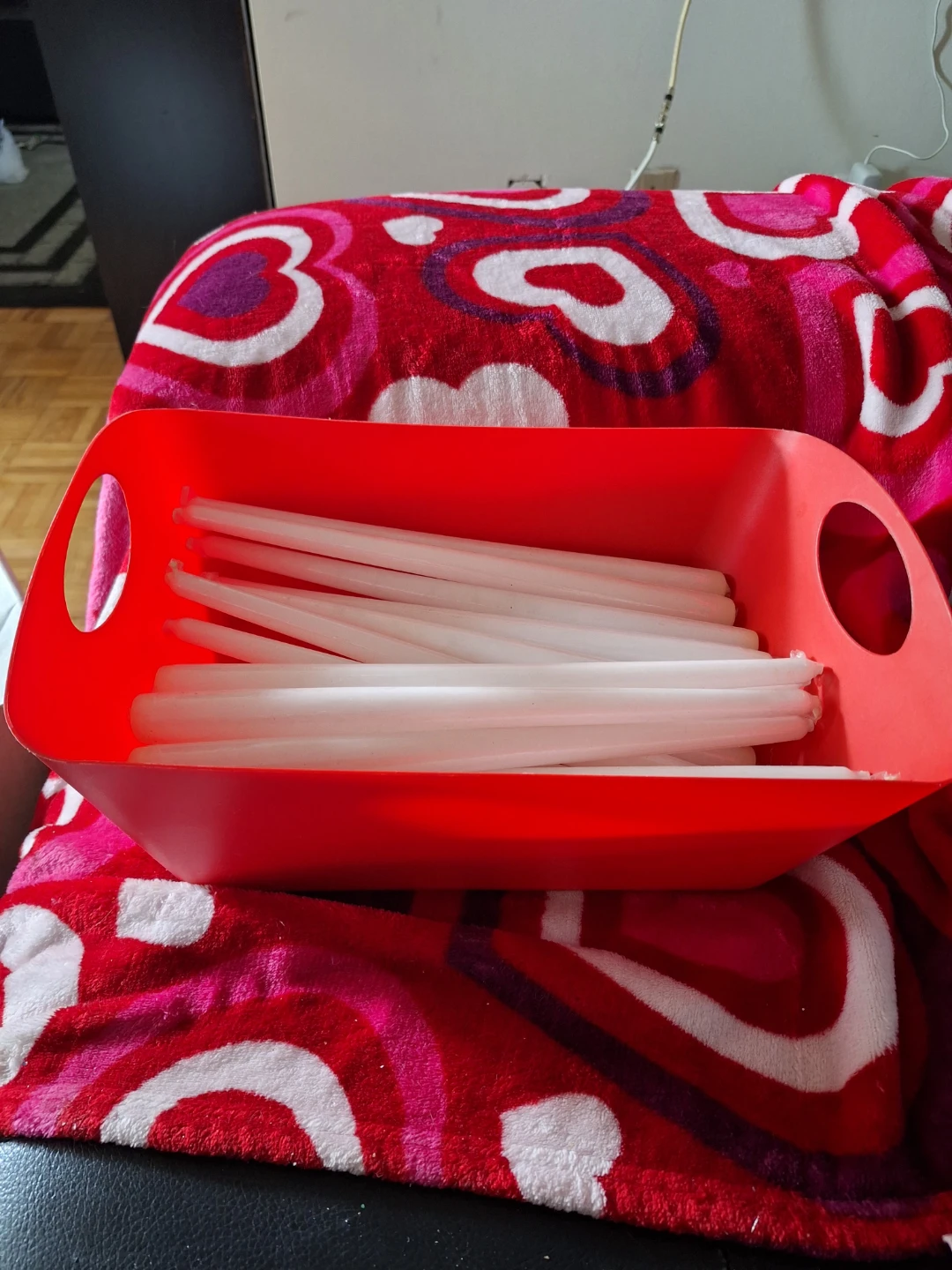 Set of 18 White Taper Candles with Storage Bin - photo 2