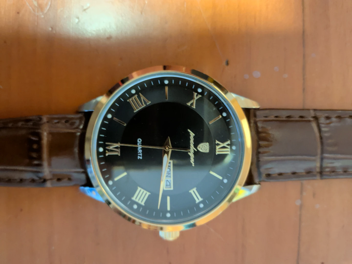 Poedagar Quartz Watch with Brown Leather Strap