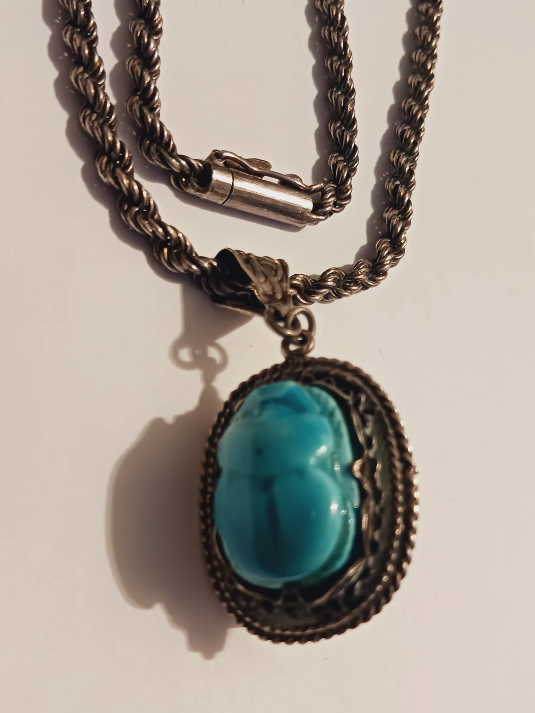 Sterling Silver 925 Necklace with Egyptian Scarab Pendant - photo 3