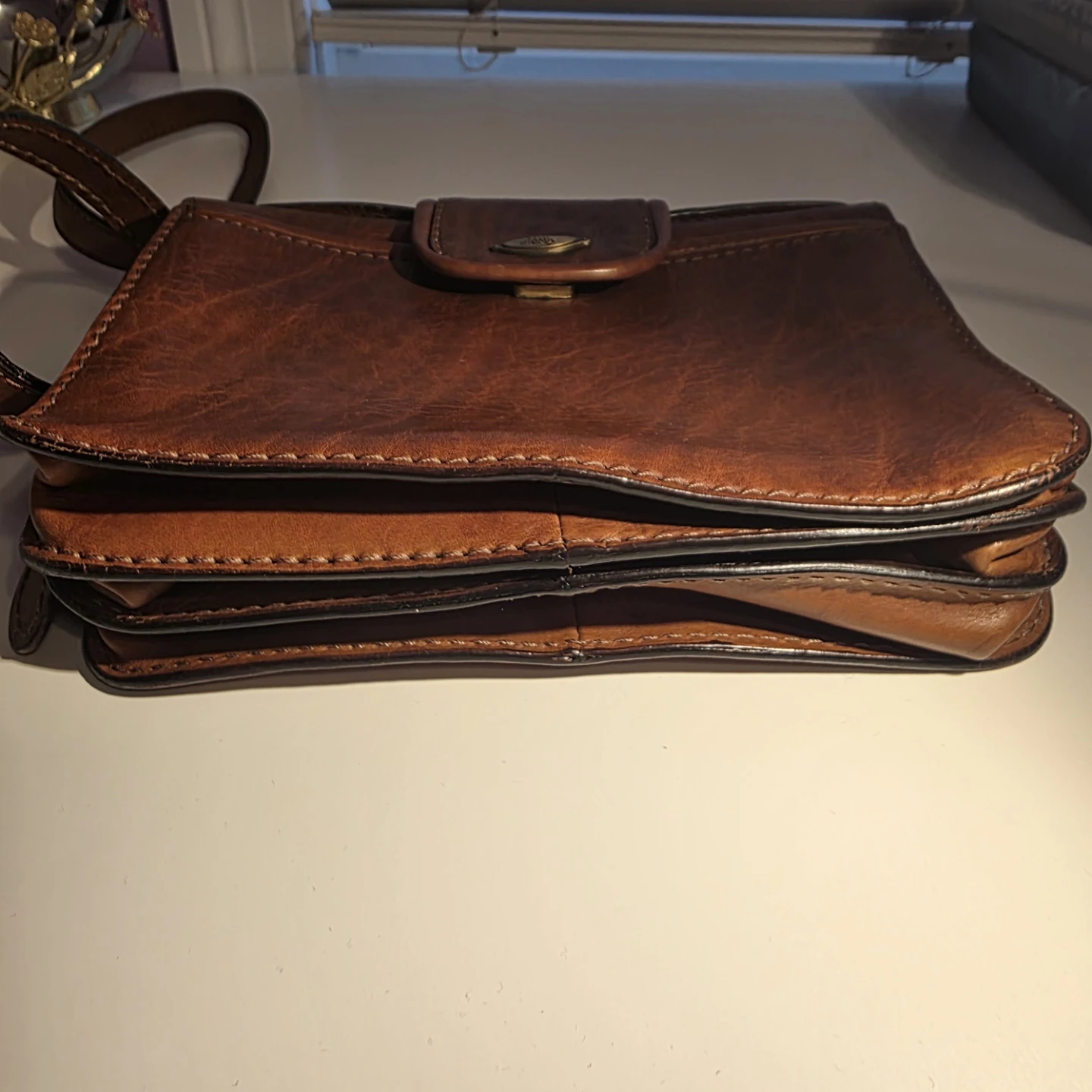 Vintage The Bridge Brown Leather Crossbody Bag Italy - photo 3