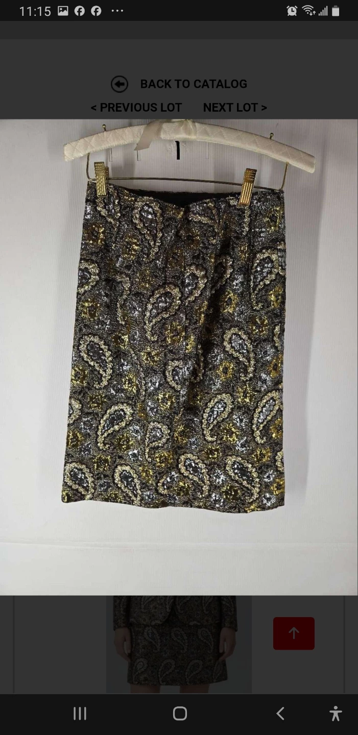 Metallic Paisley Skirt Suit